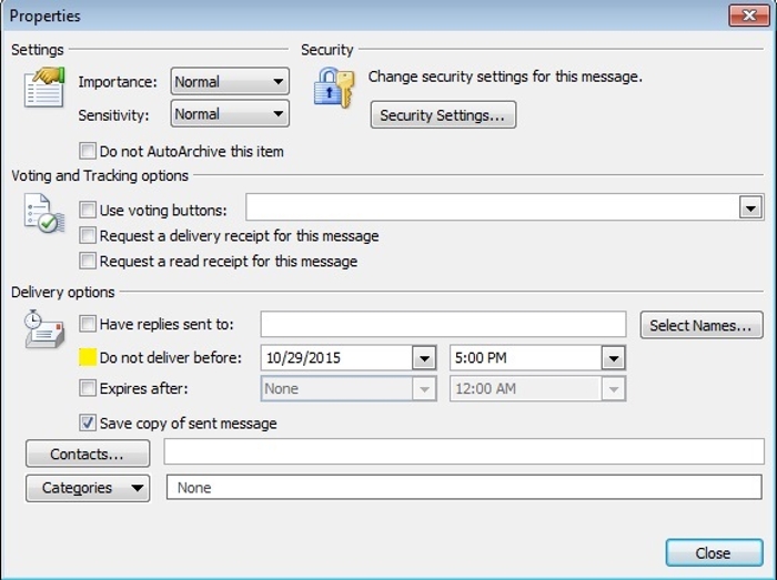 Image of outlook menu